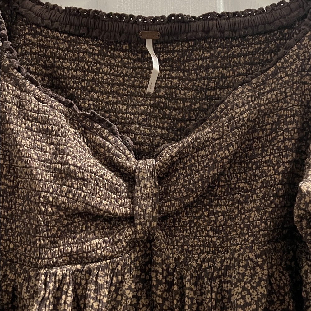 Free People Textured Brown Blouse - Picture 2 of 3